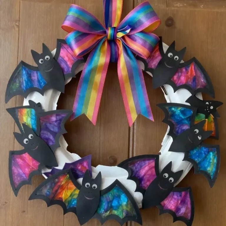 DIY clear blue rainbow bat suncatcher wreath enhancing natural light decoration.