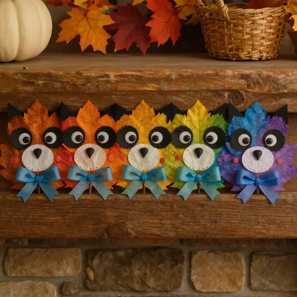 Colorful Rainbow Panda Fall Leaf Friends Craft for Kids