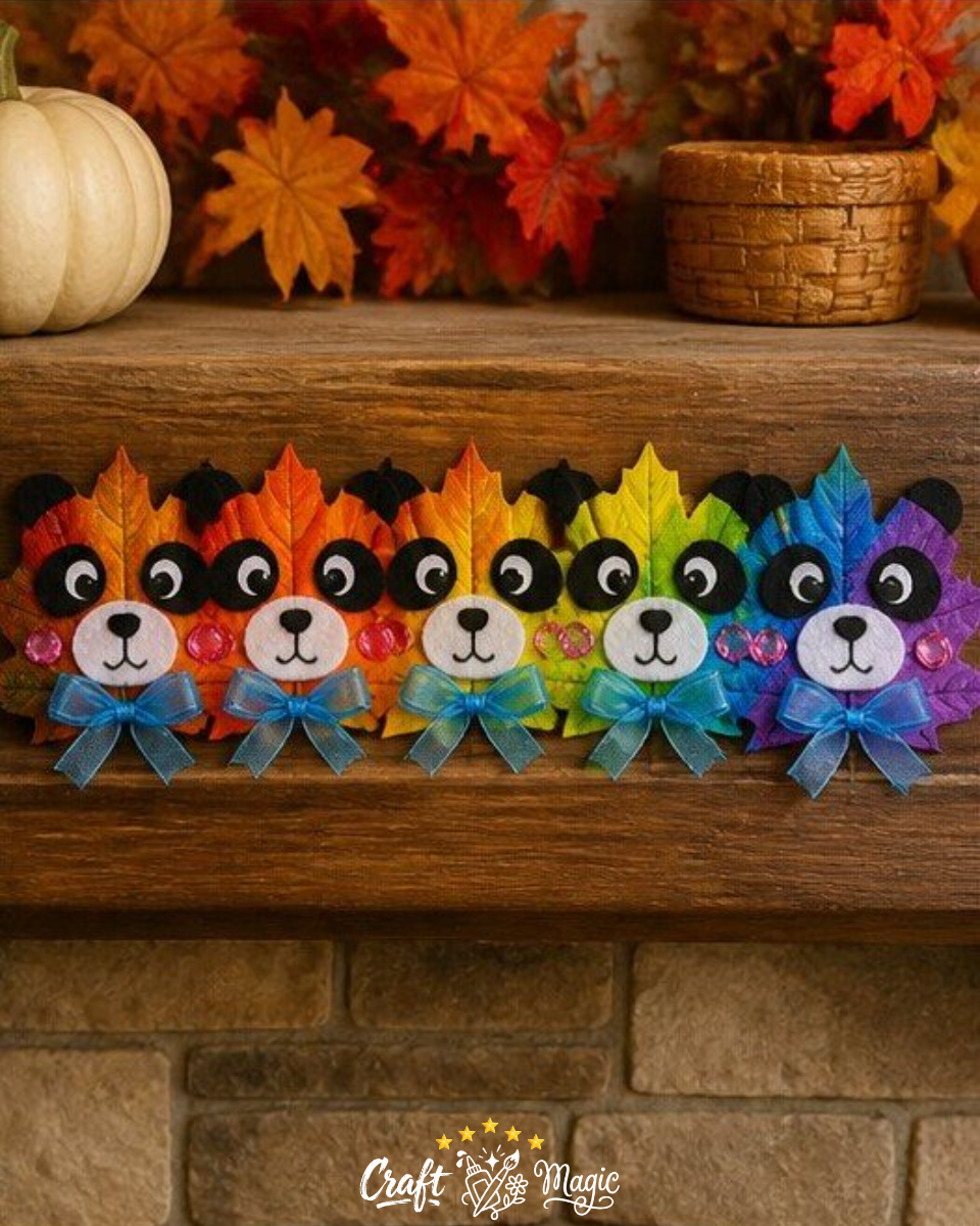 Rainbow Panda Fall Leaf Friends Craft for Kids