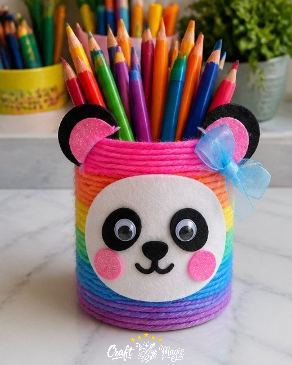 Rainbow Panda Pencil Cup Classroom Organizer