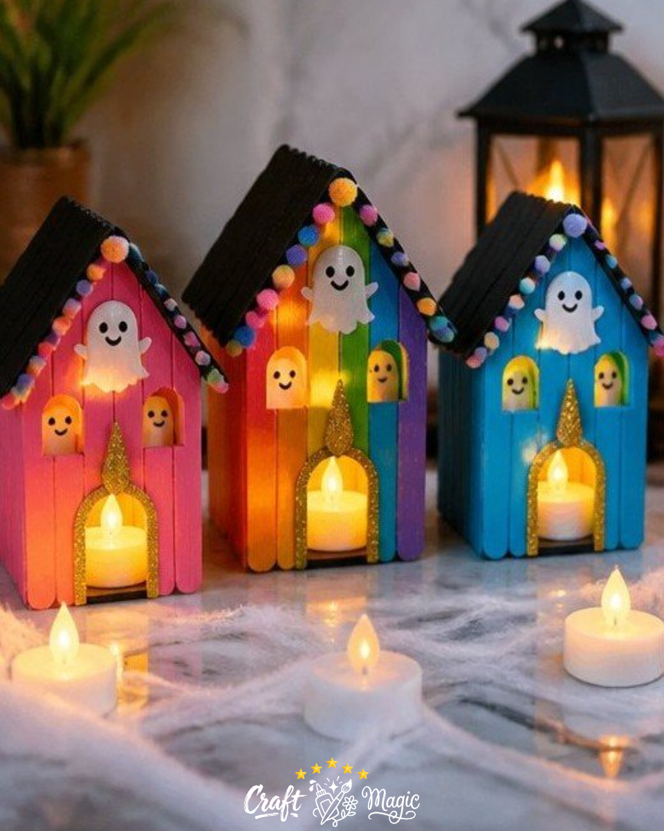 Rainbow Unicorn Haunted House Village DIY Decor